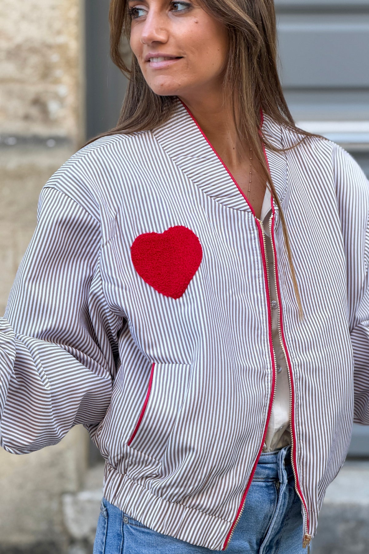 Taupe Pinstripe Heartbreaker Jacket