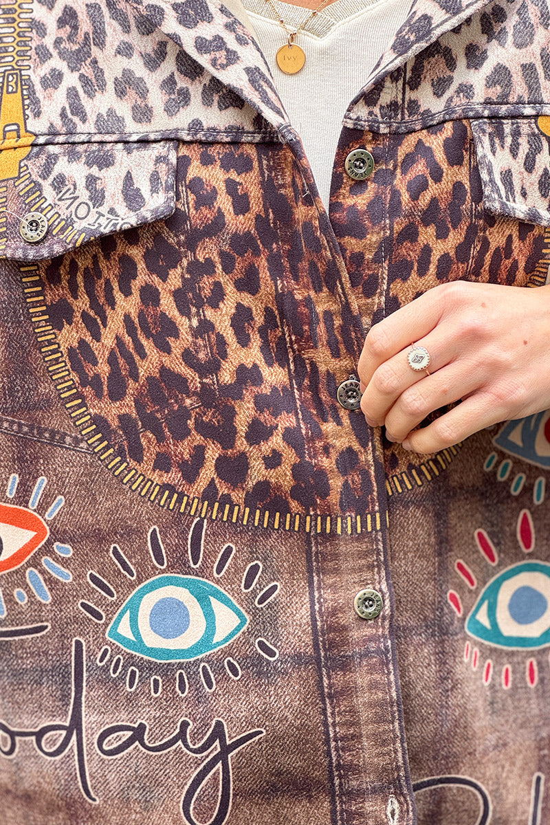 Leopard Print All-Seeing Eye Shirt Jacket