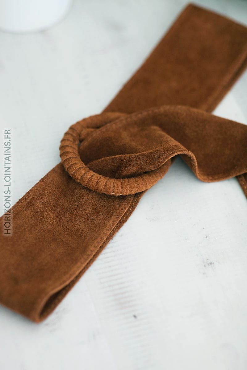 ceinture camel cuir velours avec boucle ceintures femmes marron accessoires D002