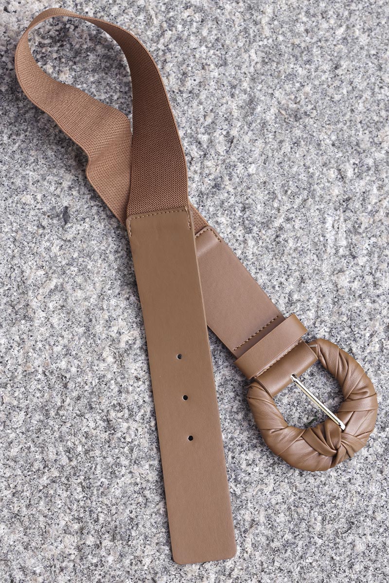 ceinture pour femme boucle cuir torsade couleur taupe G118