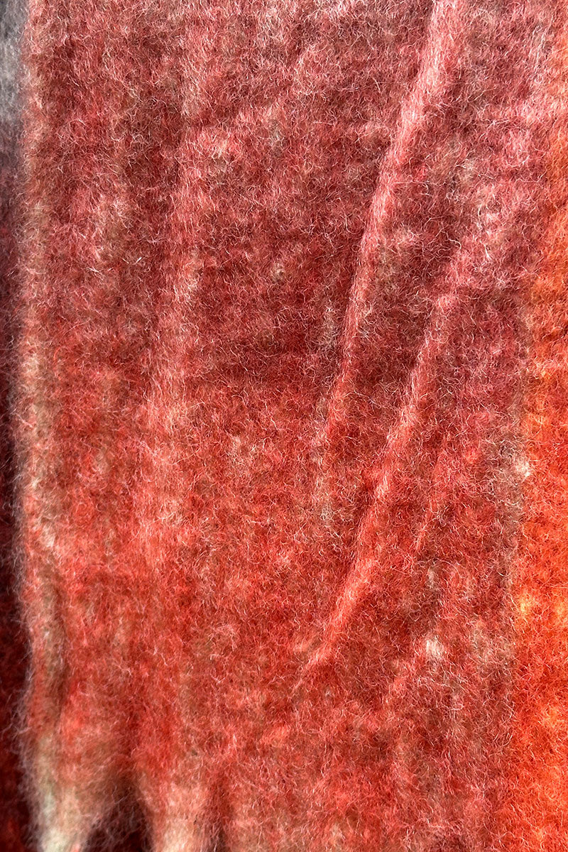 Rust Colorblock Fringe Scarf