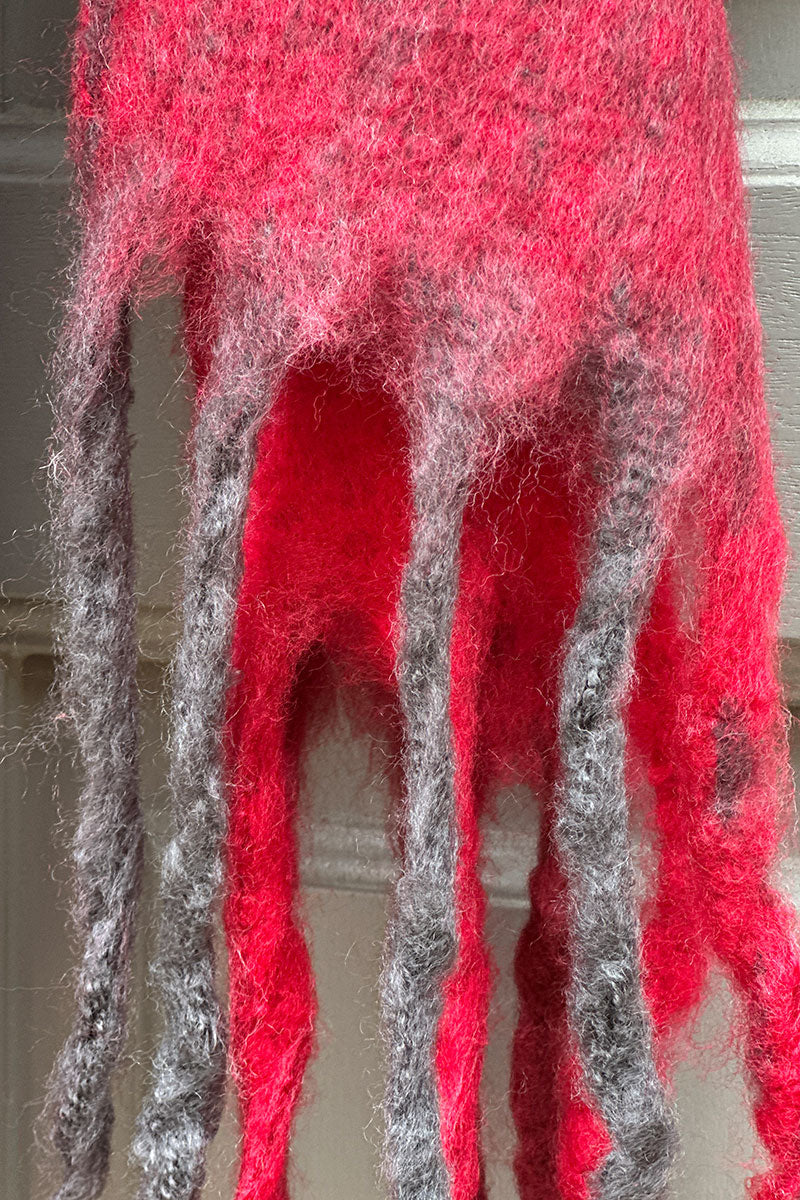 Burgundy Colorblock Fringe Scarf