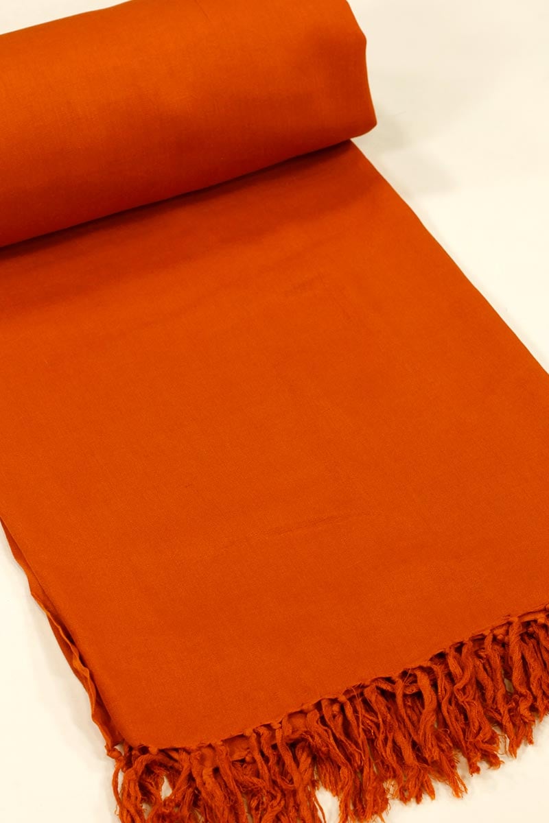 grand paréo brique uni couleur rouge orange serviette plage vacance 002