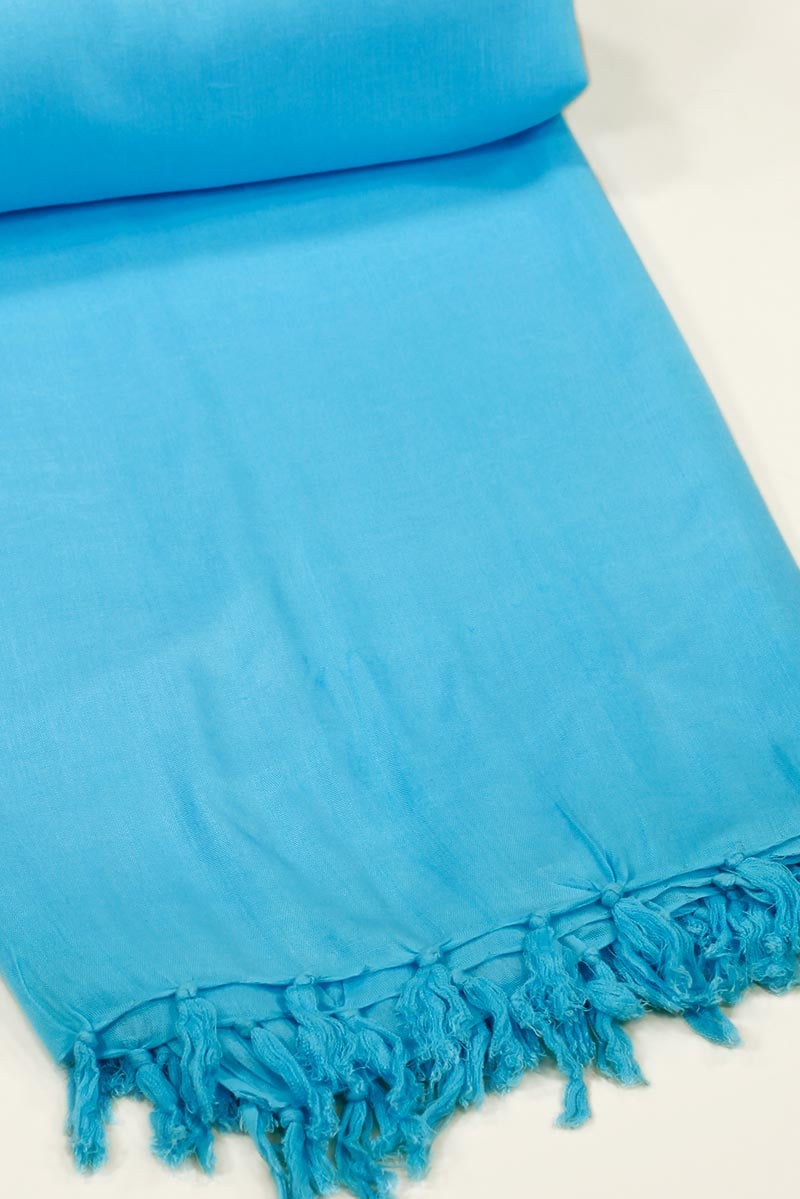 grand paréo plage serviette été colorée couleur uni bleu turquoise clair 020