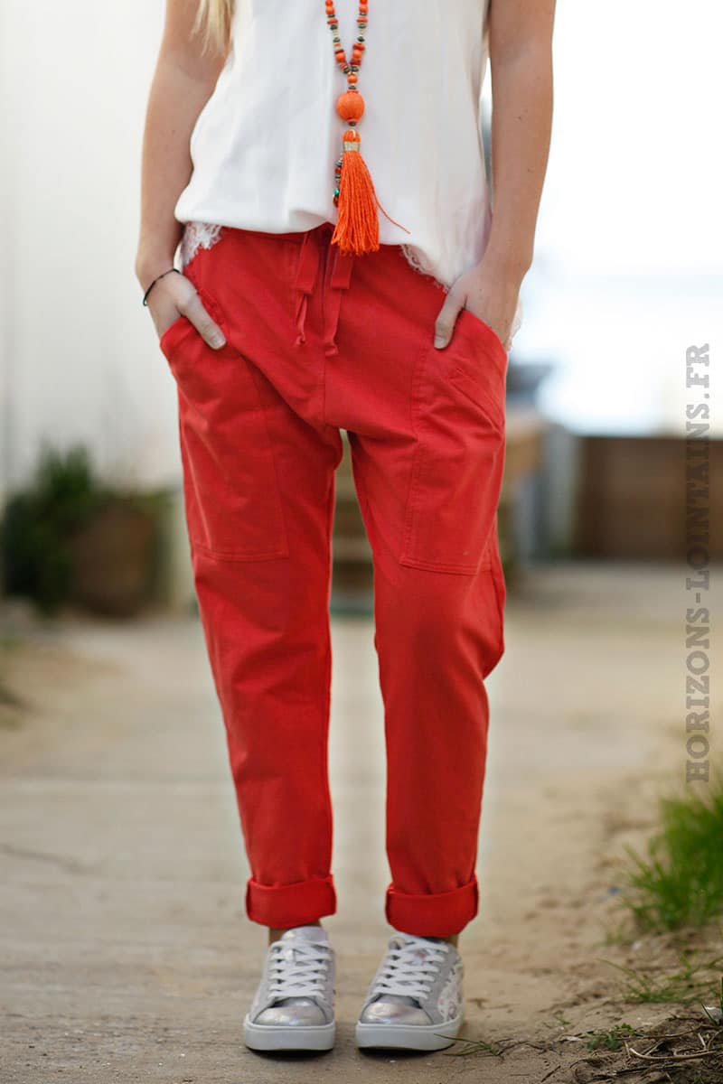 Jogging corail femme style urbain look street wear