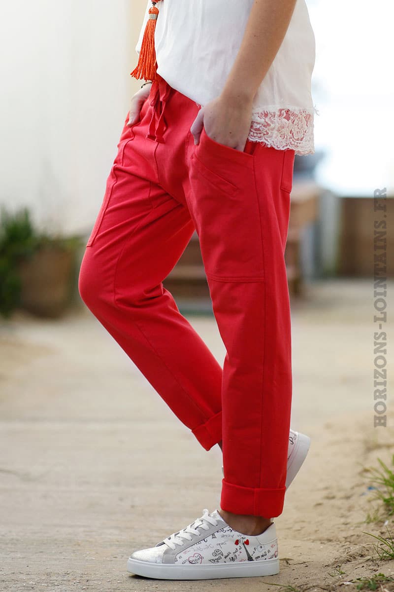 Jogging corail femme style urbain look street wear