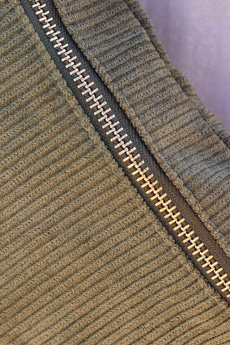 Khaki velvet ribbed bum bag