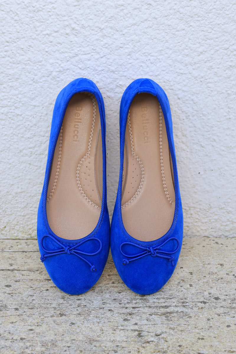 Lullaby bow ballet shoes in royal blue suedette