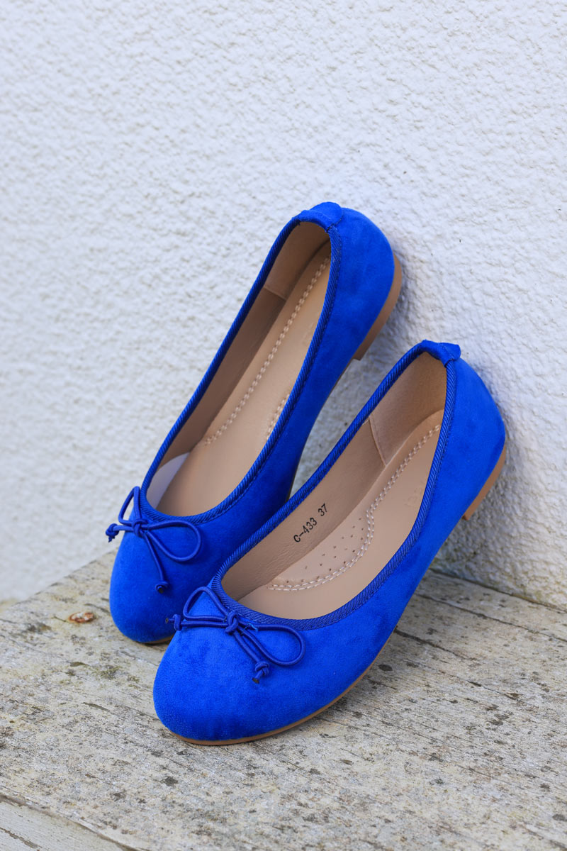Lullaby bow ballet shoes in royal blue suedette