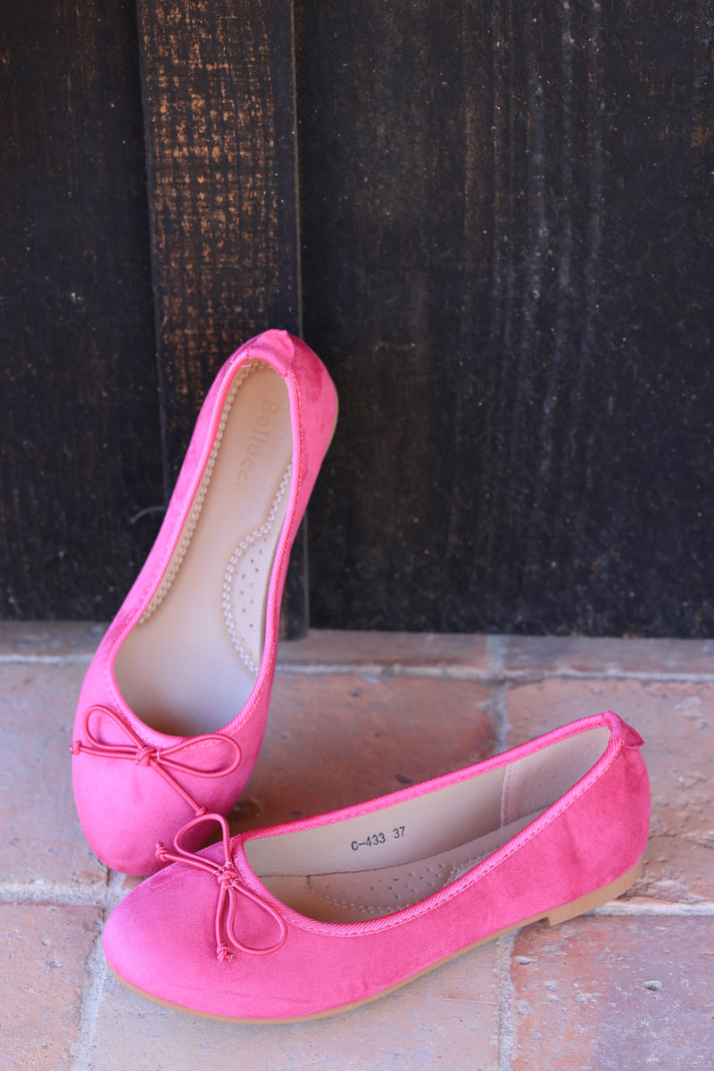 Lullaby bow ballet shoes in fuchsia suedette