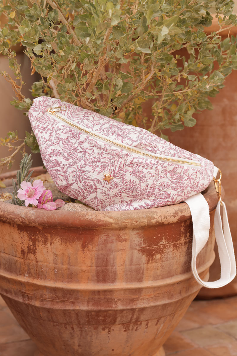 Bum bag fanny pack cotton quilted fuchsia toile de jouy