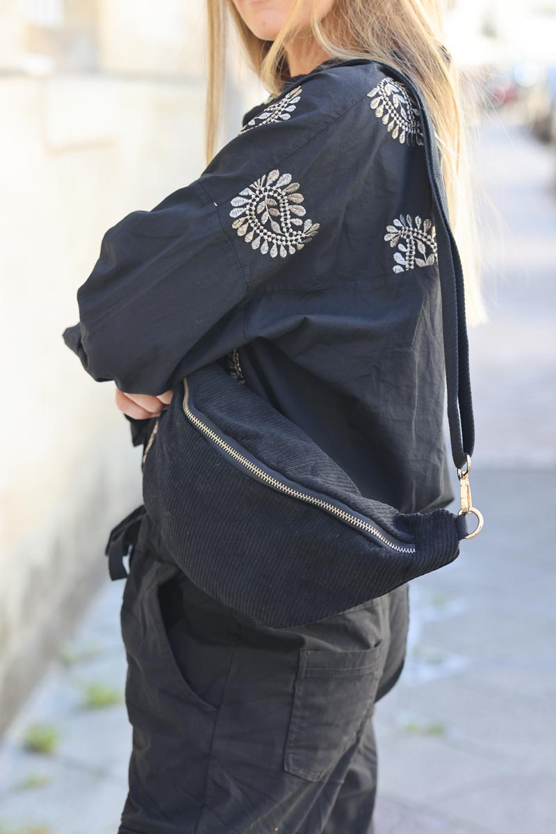 Black velvet bum online bag