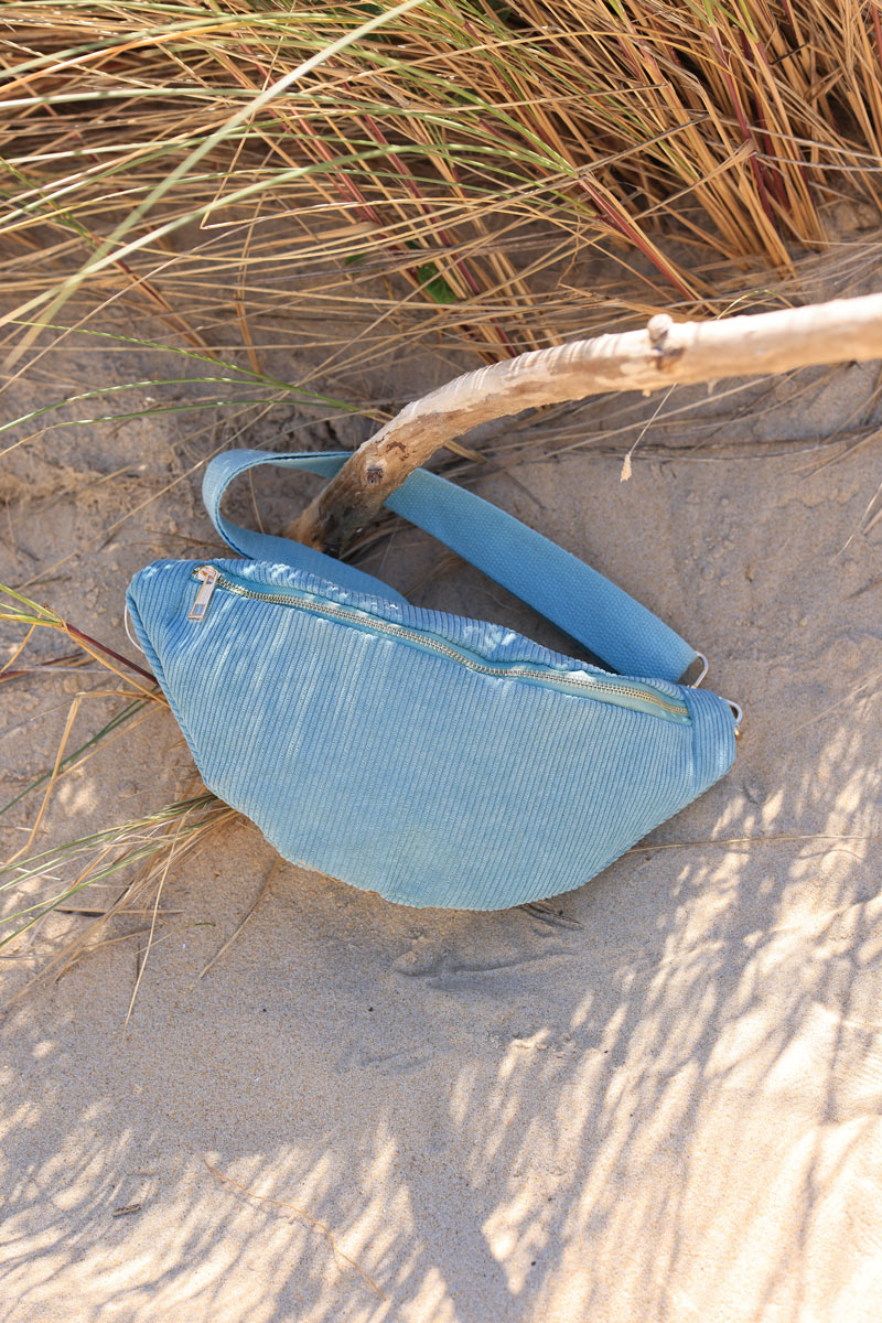 Bolso bandolera de pana verde agua