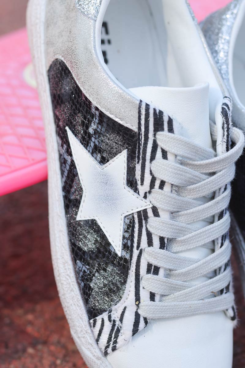 Animal print grey star trainers Horizons Lointains