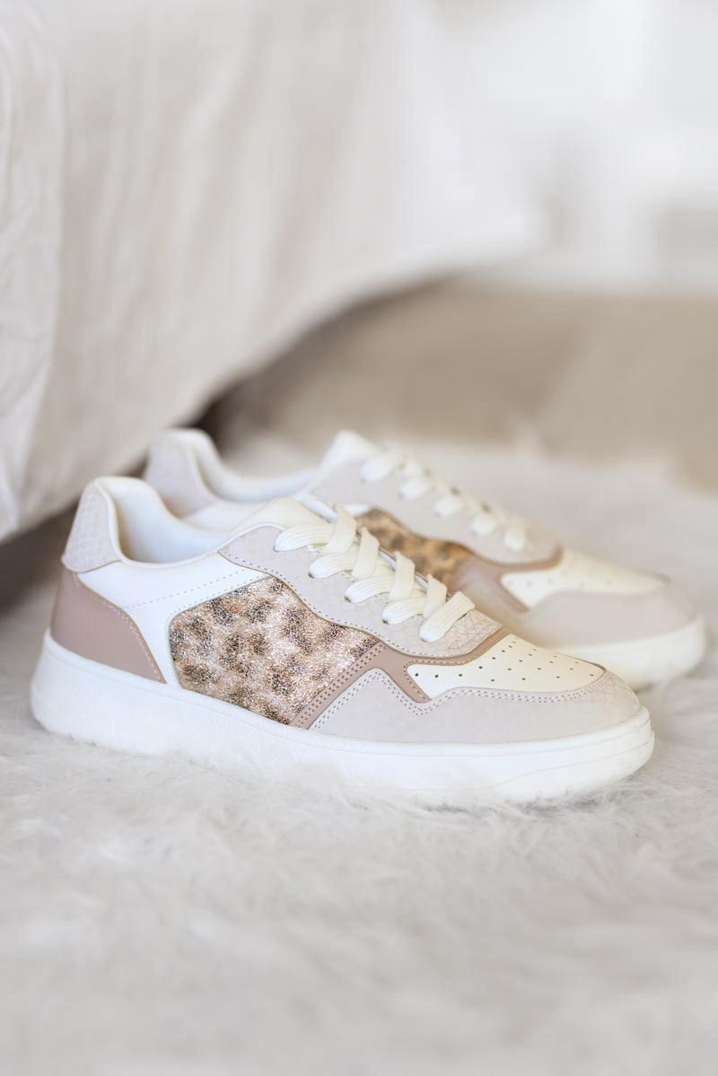 White and clearance animal print trainers