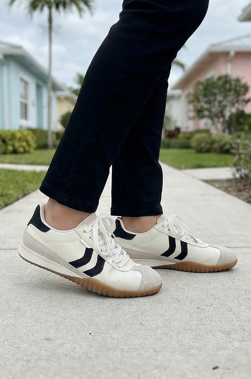 Cream Vintage Stripe Sport Trainer