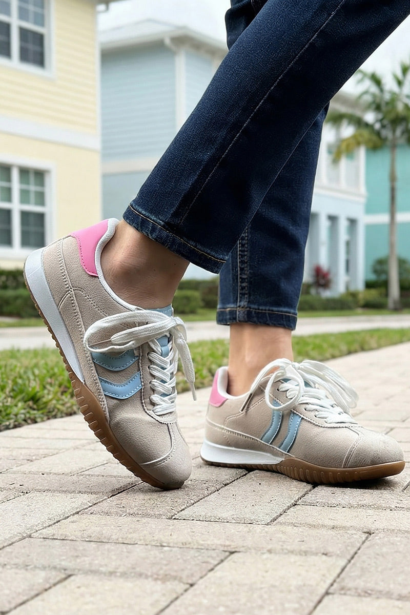 Beige Vintage Stripe Sport Trainer