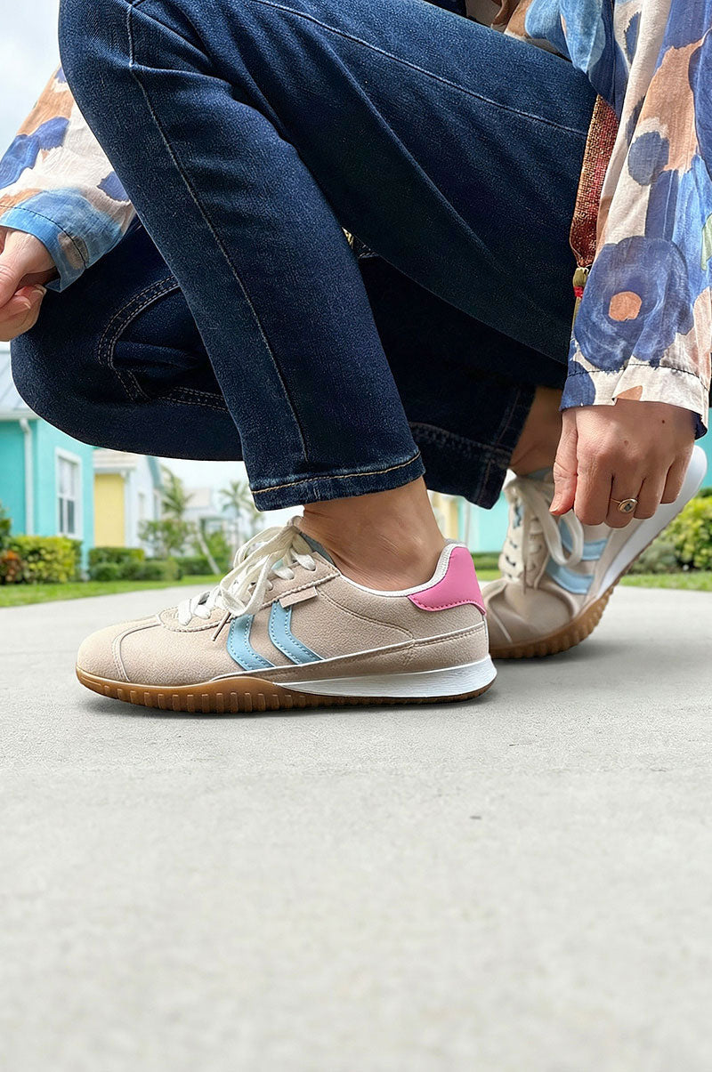 Beige Vintage Stripe Sport Trainer