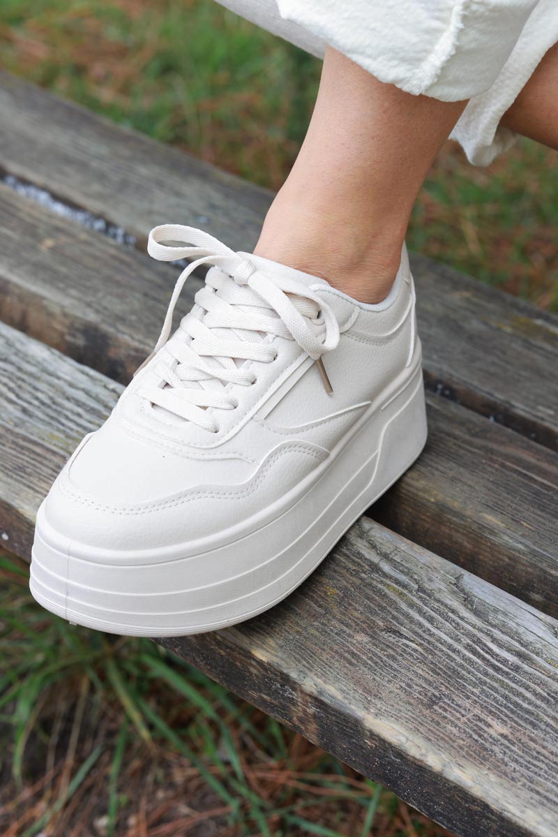 Ashley Beige Platform Sneakers