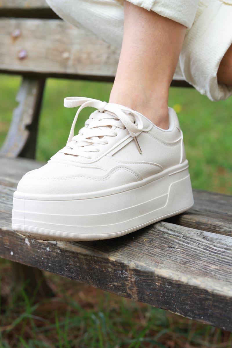 Ashley Beige Platform Sneakers