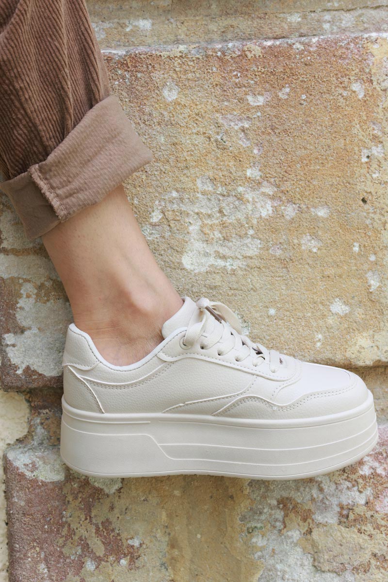 Ashley Beige Platform Sneakers Horizons Lointains