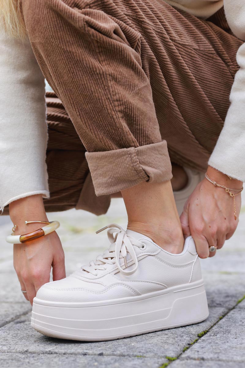 Ashley Beige Platform Sneakers