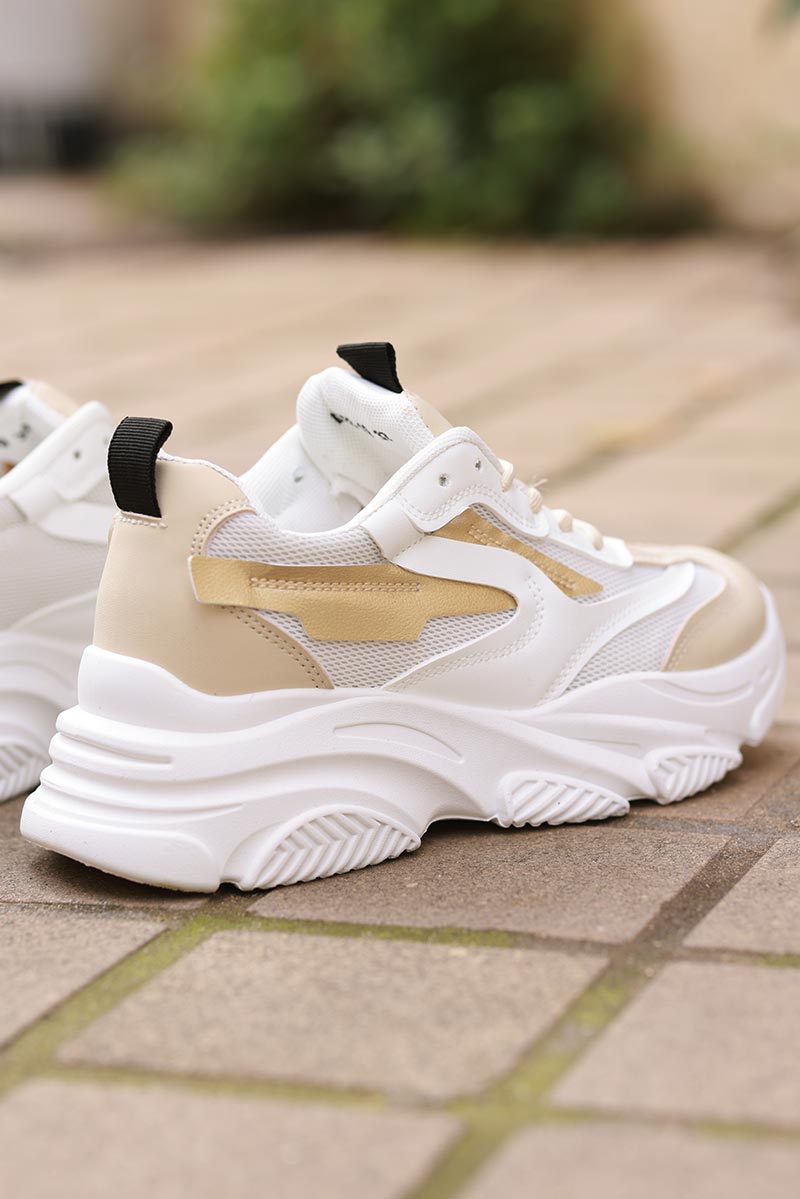 Beige Chunky Heel Futuristic Sport Trainers