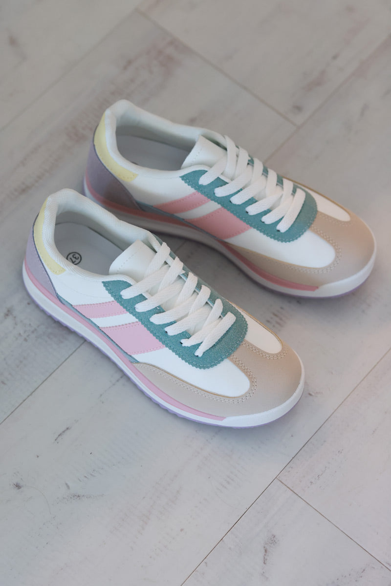 Pink Stripe Vintage Vegan Leather Sneakers