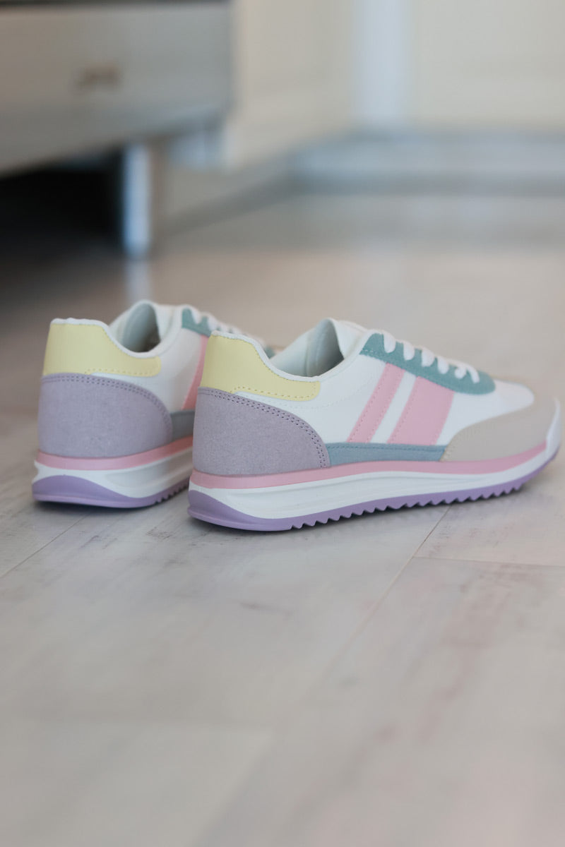 Pink Stripe Vintage Vegan Leather Sneakers