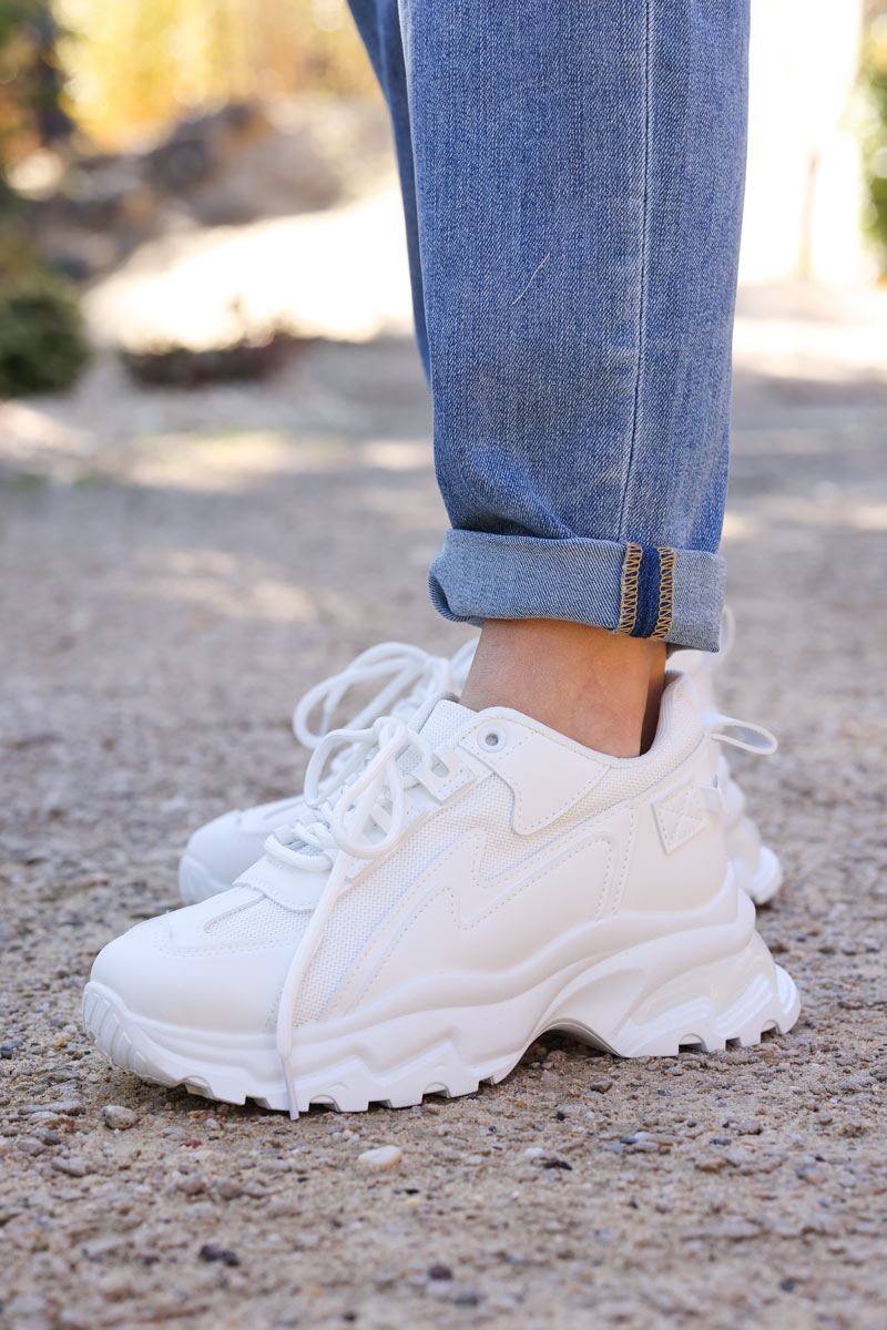 White sneakers with a chunky sole