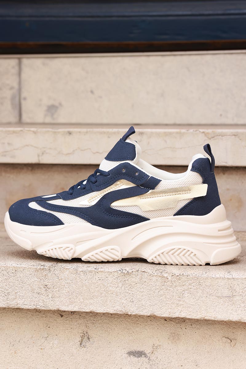 Navy blue Chunky Heel Futuristic Sport Sneakers