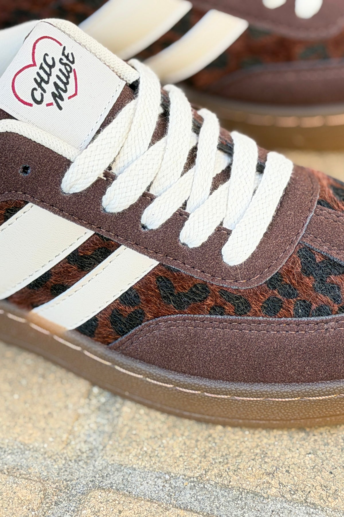 Chocolate Leopard Print Sporty Vintage Sneakers