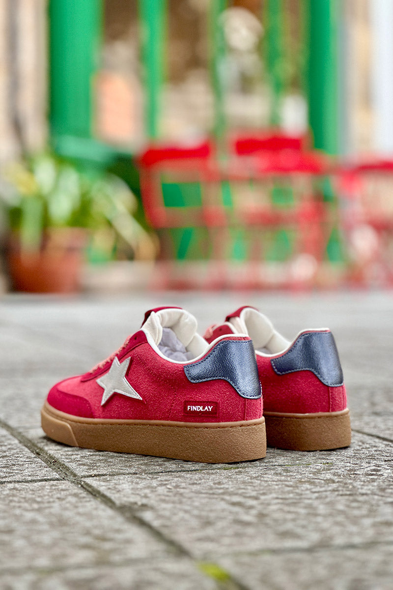 Baskets rouge bordeaux en suédine avec étoile argentée