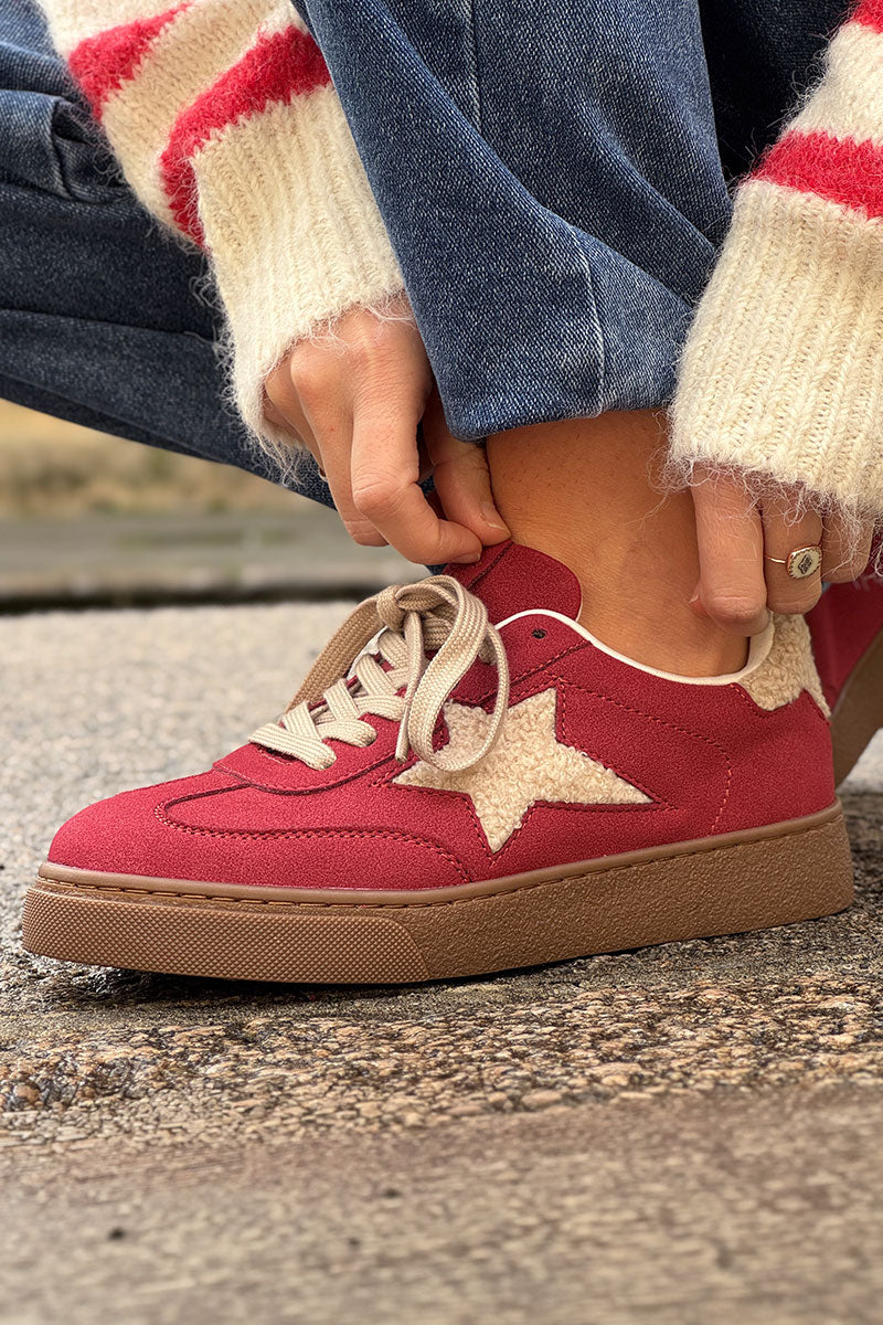 Red Sherpa Star Vintage Trainers