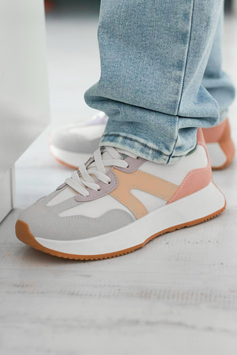 Pink/Mustard Retro Active Trainers