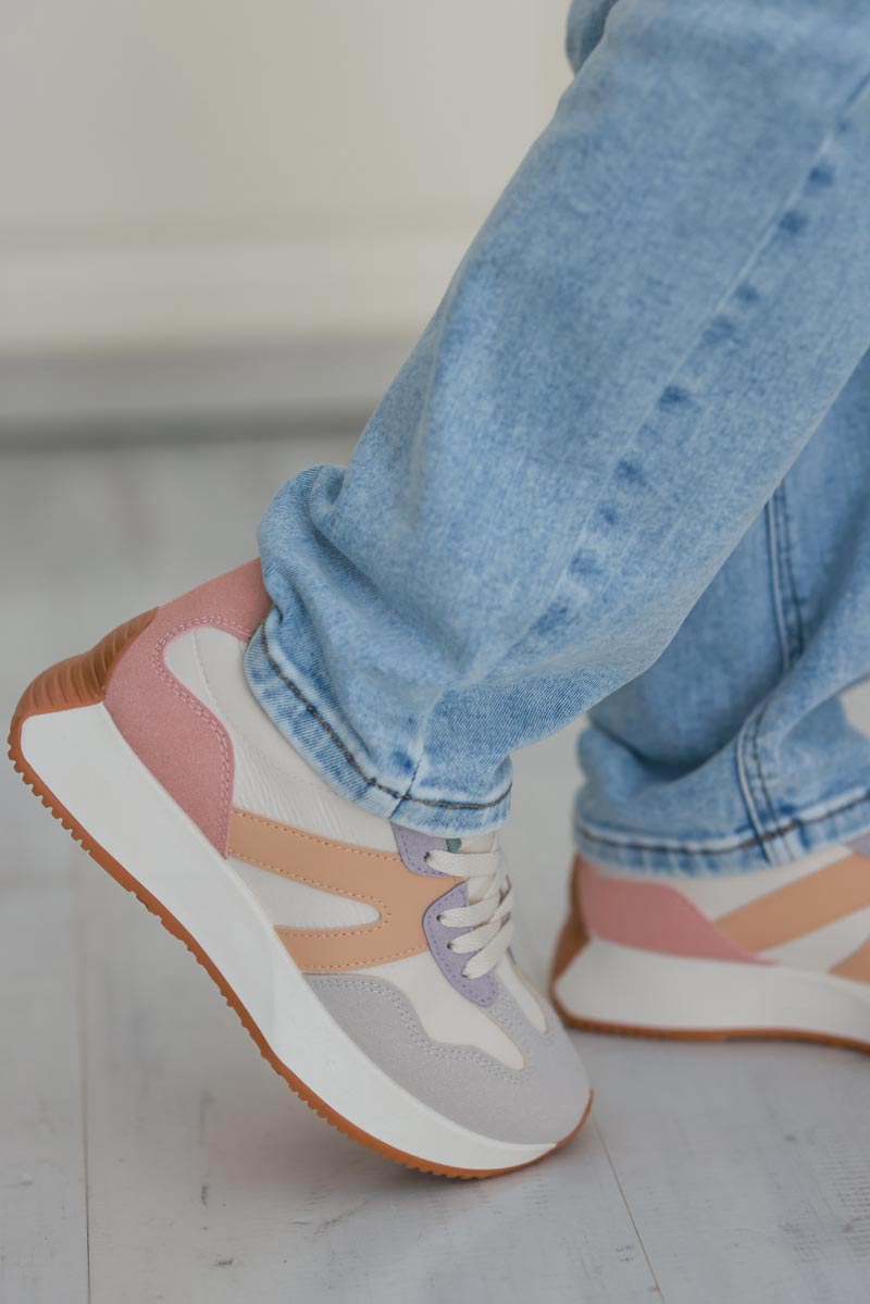 Pink/Mustard Retro Active Trainers