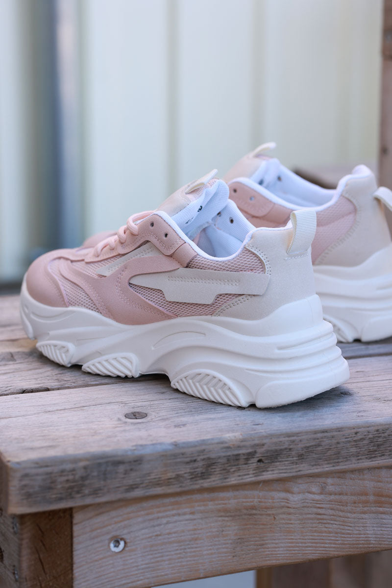 Soft pink Chunky Heel Futuristic Sport Sneakers