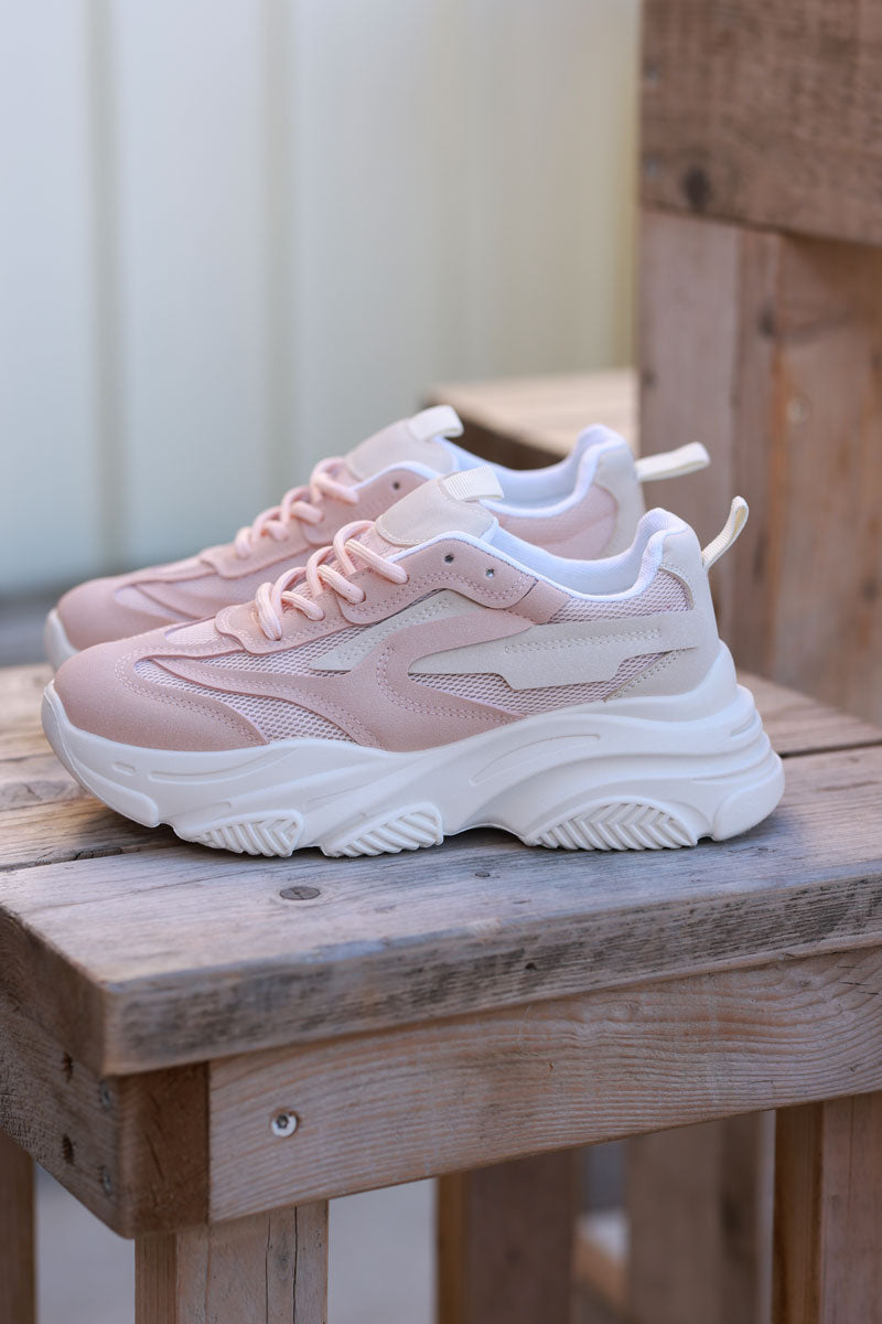 Soft pink Chunky Heel Futuristic Sport Sneakers