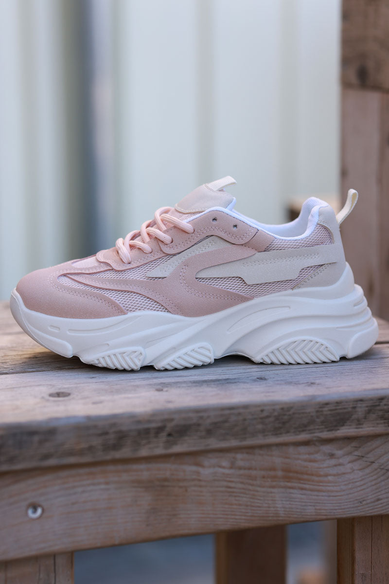 Soft Pink Chunky Heel Futuristic Sport Sneakers Horizons Lointains