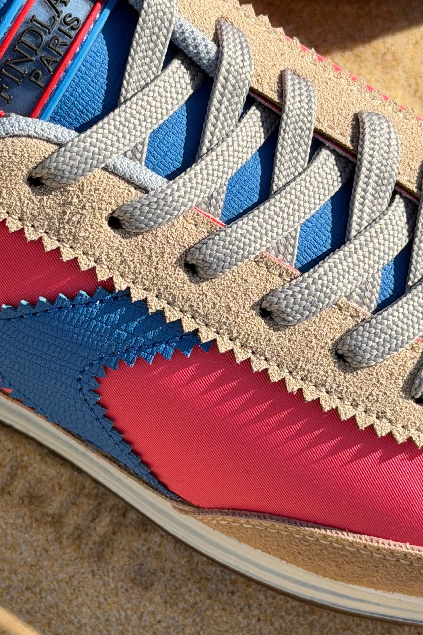 Coral and Brown Suedette Casual Sneakers
