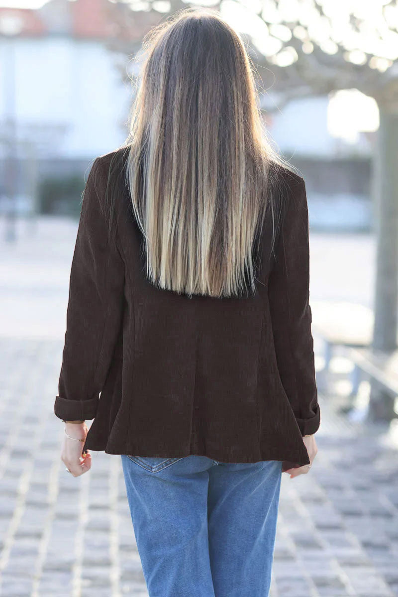 Black corduroy tailored stretch blazer