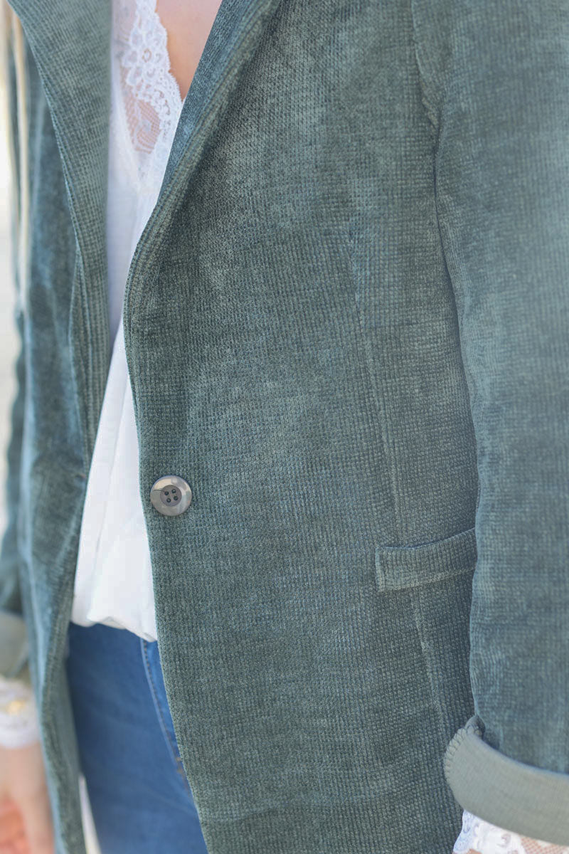 Blazer cintré velours côtelé kaki