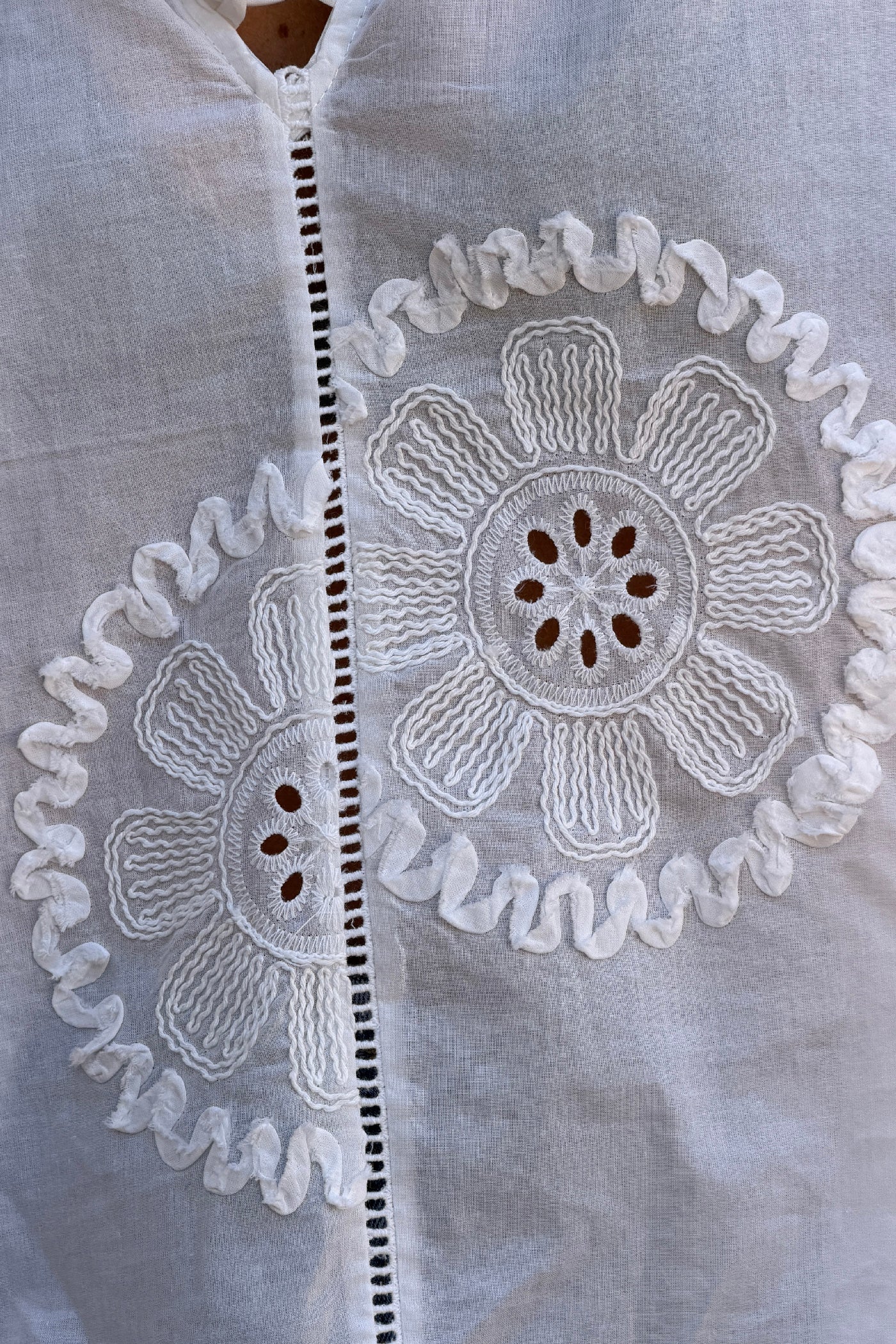 White Floral Medallion Peasant Blouse