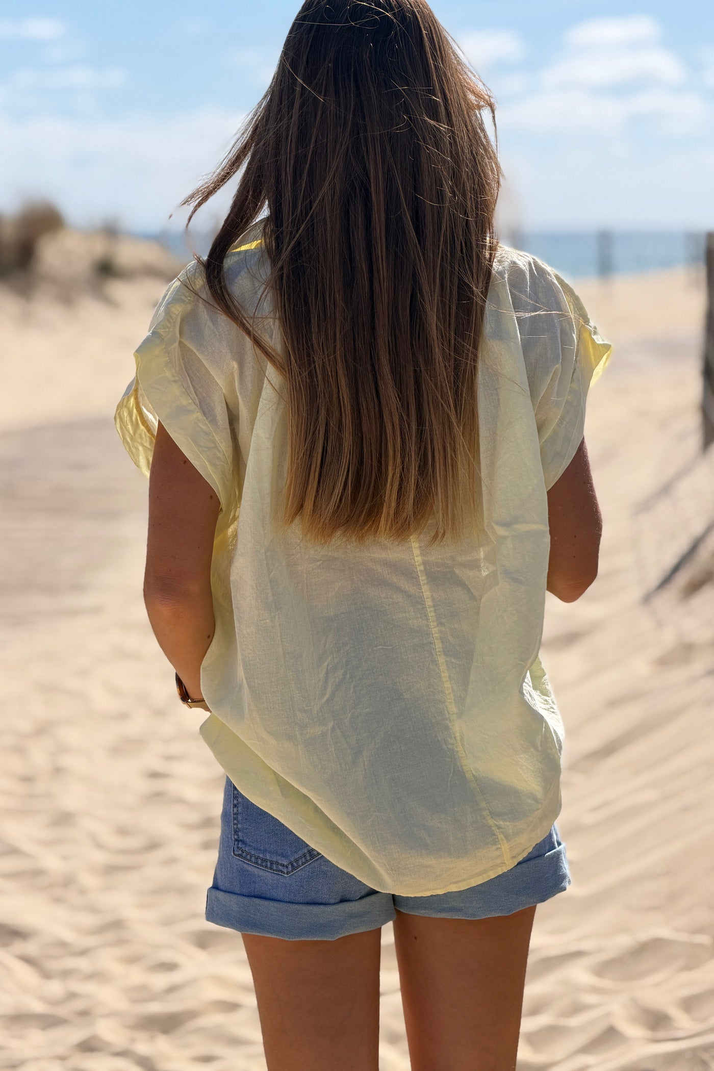 Yellow Lightweight Woven Collared Blouse