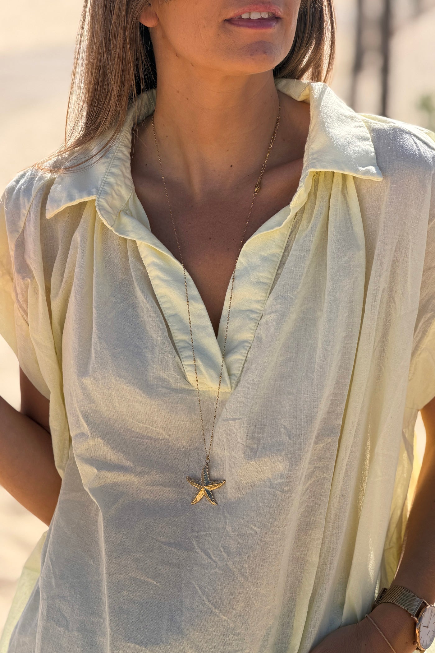 Yellow Lightweight Woven Collared Blouse