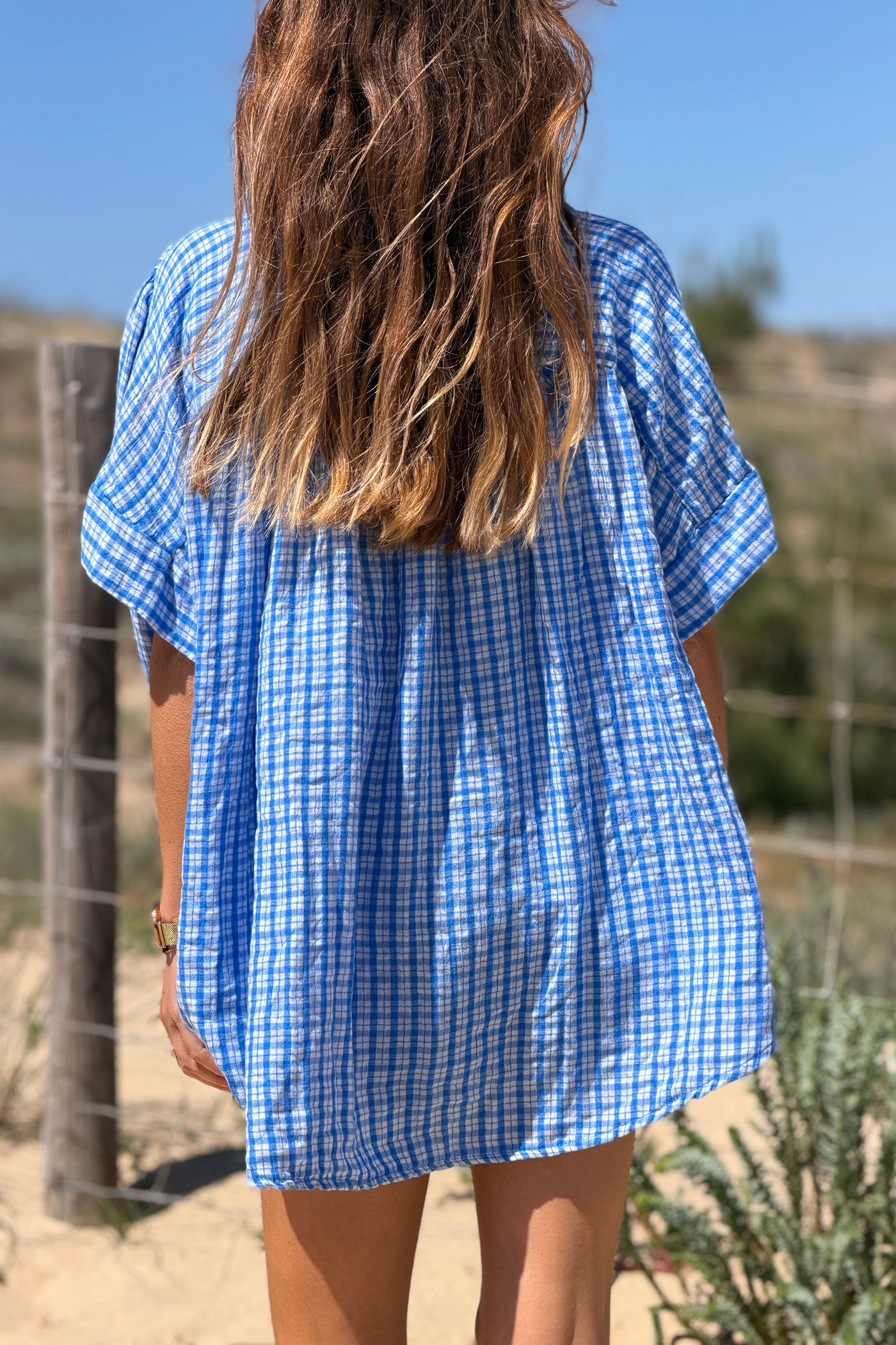 Blue Gingham Flowy Tunic
