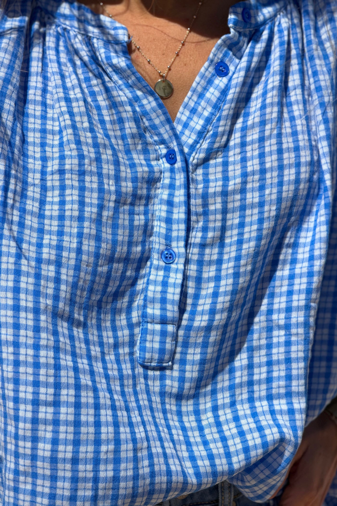 Blue Gingham Flowy Tunic