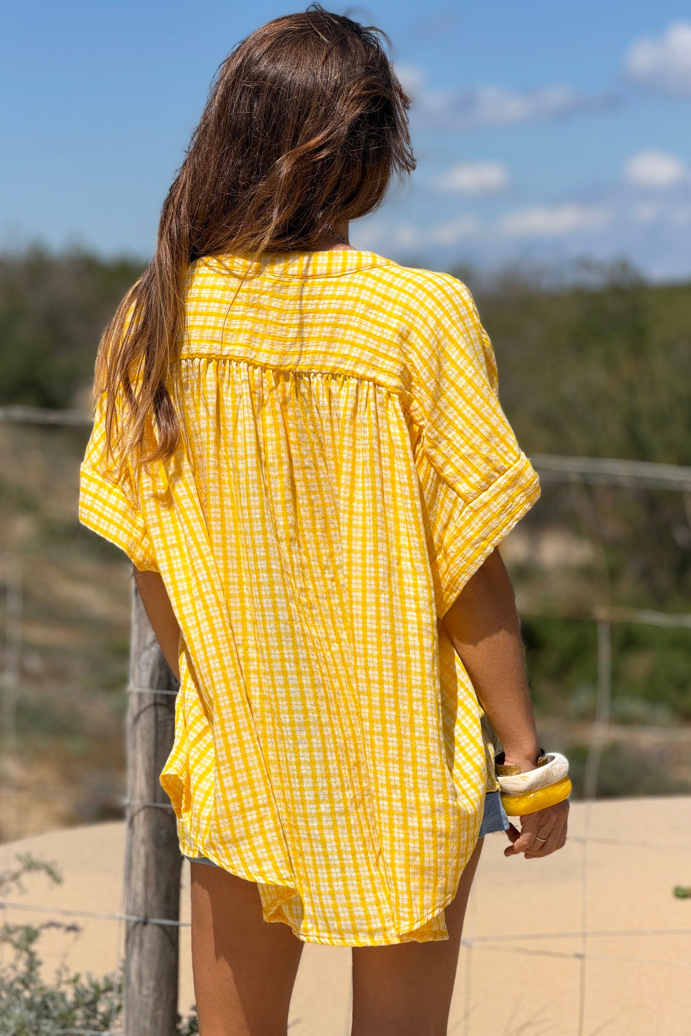 Yellow Gingham Flowy Tunic
