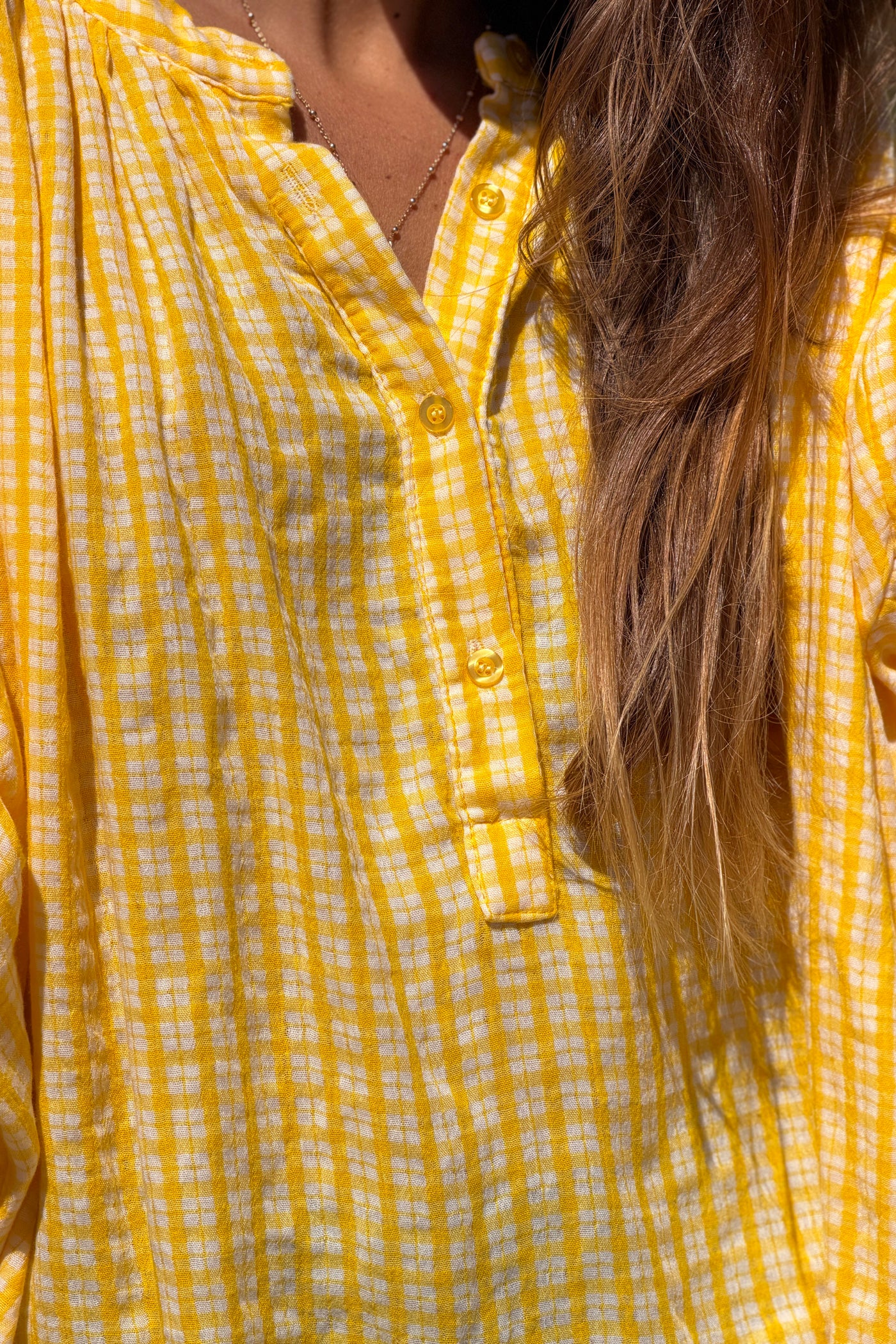 Yellow Gingham Flowy Tunic
