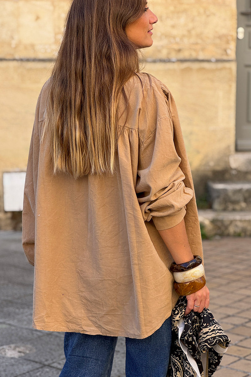 Camel Pinwale Corduroy Blouson Top